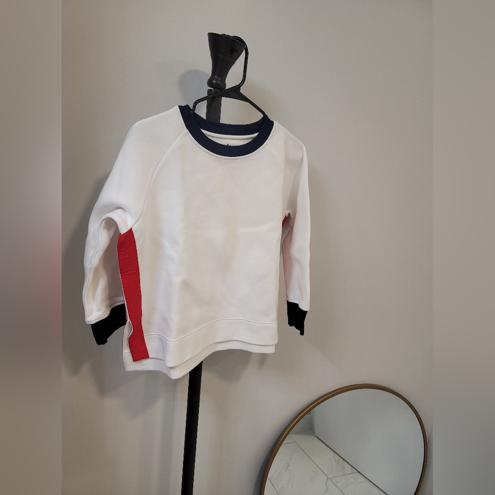 Tuckernuck White Sweatshirt with Red and Black Accents
